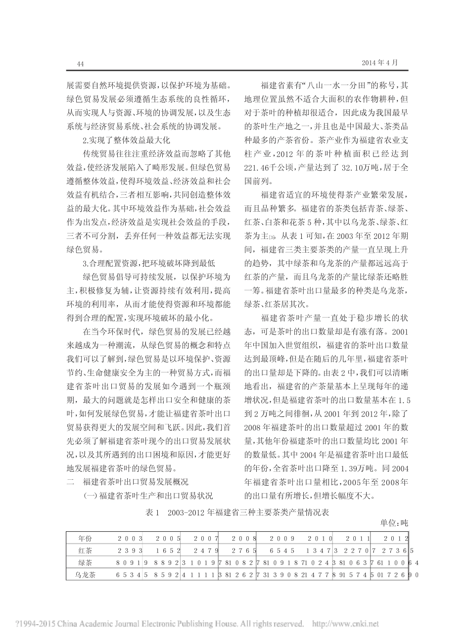福建省茶叶出口与绿色贸易浅析_王娇玲_第2页