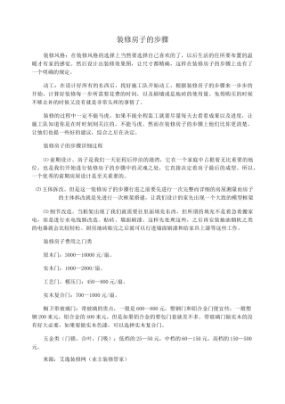 装修房子的步骤