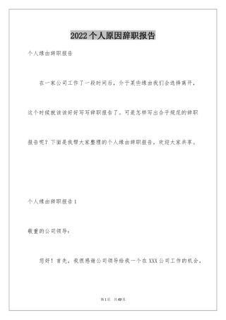 2024个人原因辞职报告_157