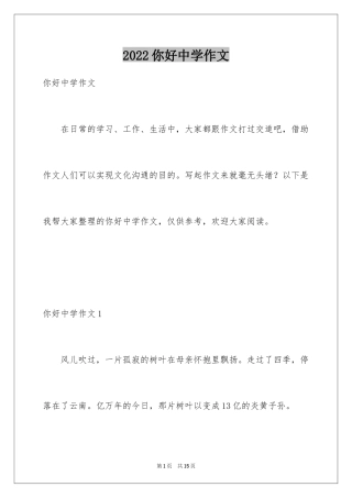 2024你好中学作文