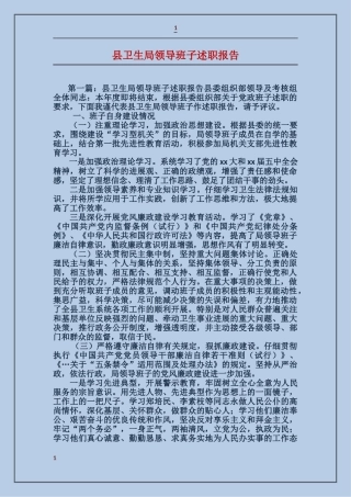 县卫生局领导班子述职报告