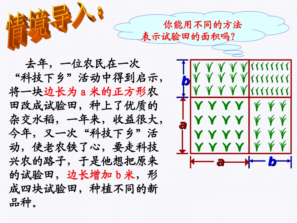 初中一年级数学下册第一章整式的乘除16完全平方公式第一课时课件_第3页