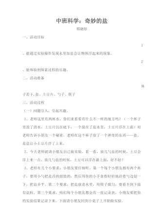 奇妙的盐教案