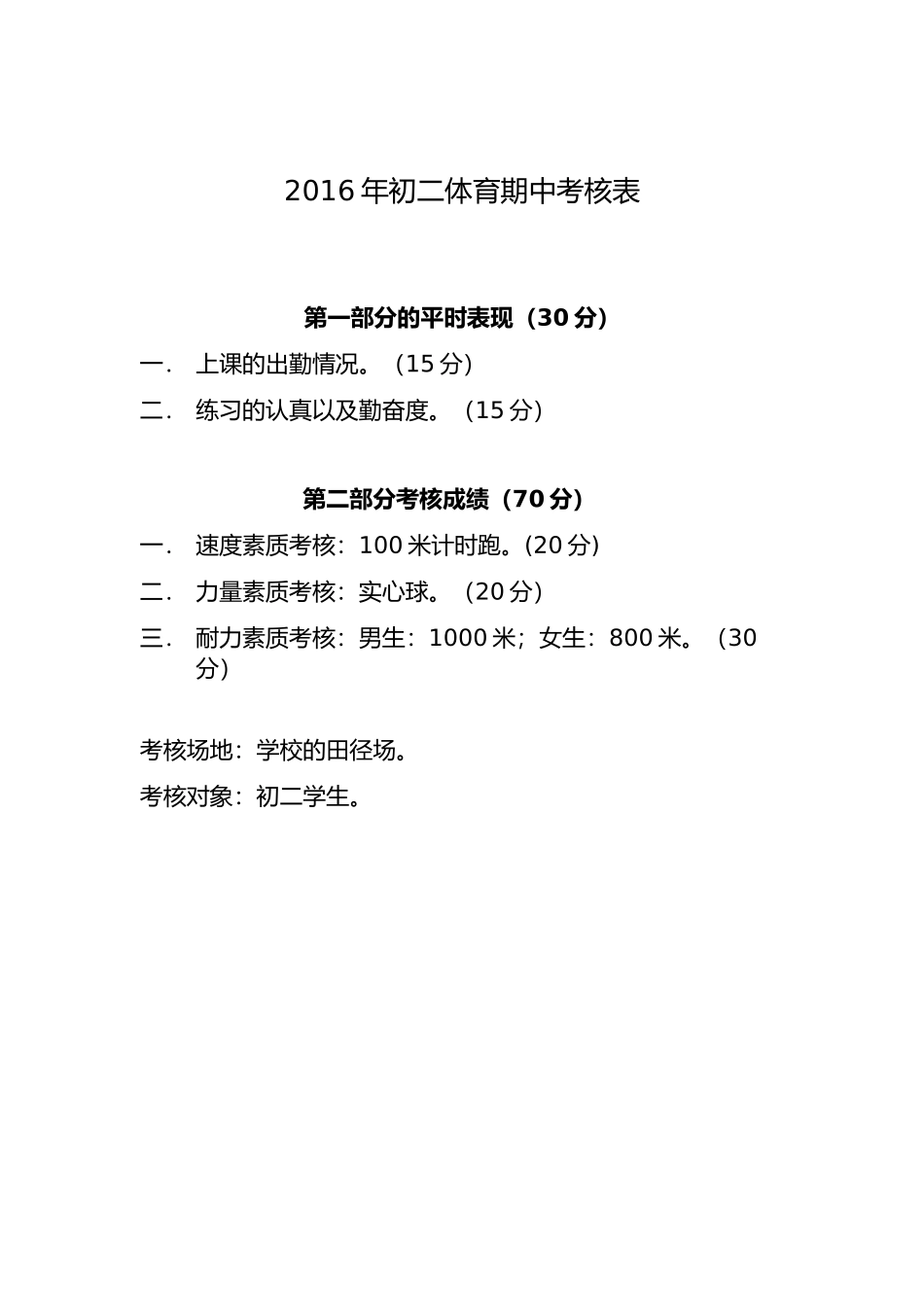 2016年体育科期中考核表_第1页