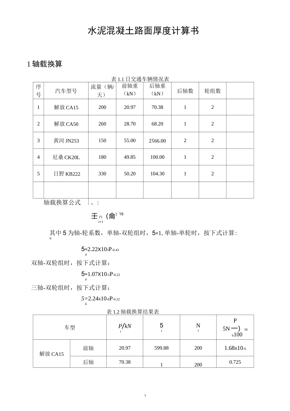 二级公路水泥混凝土路面厚度计算书_第1页