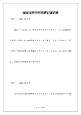 2024《两个小八路》读后感_4