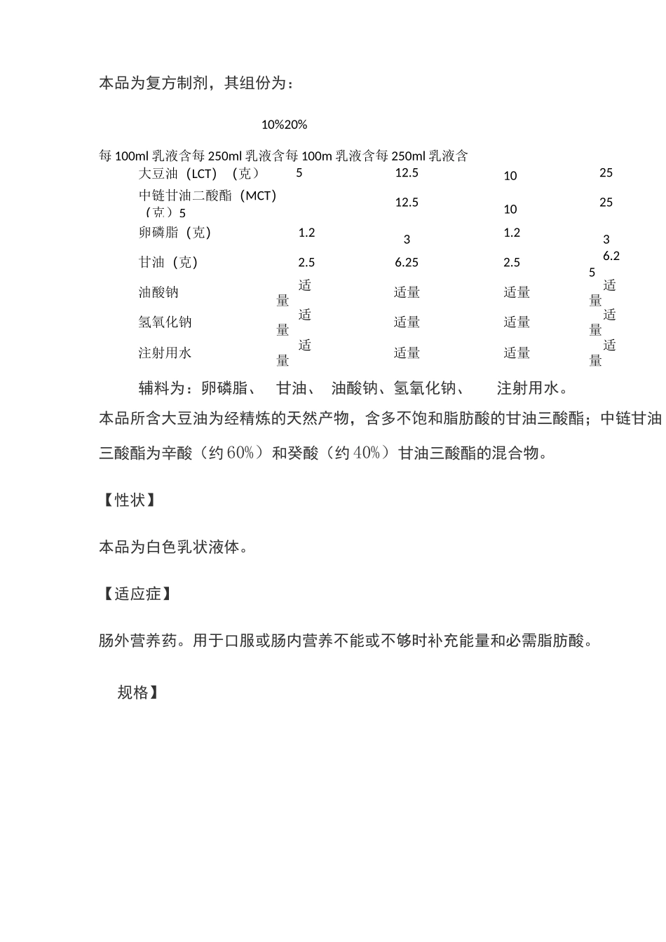 中长链脂肪乳注射液(C8～24)说明书_第2页