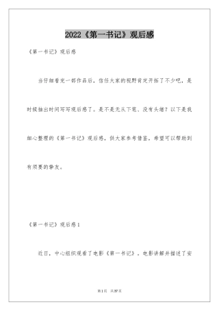 2024《第一书记》观后感_1