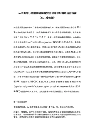 Ⅰ-ⅢB期非小细胞肺癌肿瘤完全切除术后辅助治疗指南(2021全文版)