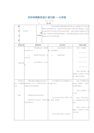 初中体育教学设计_接力跑