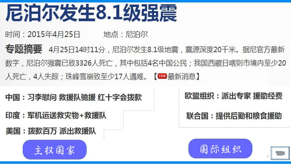 国际社会的主要成员：主权国家和国际组织_第1页