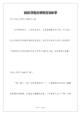 2024书包小学作文600字