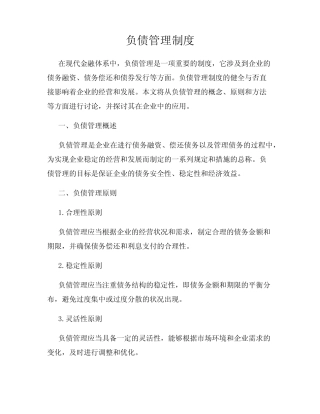 负债管理制度