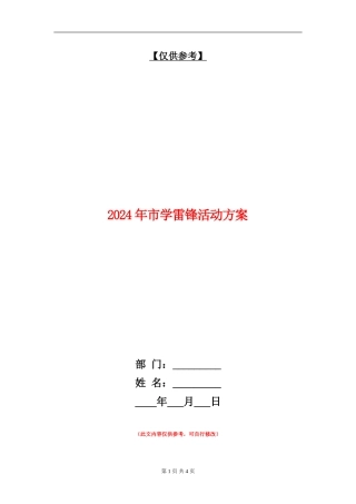 2024年市学雷锋活动方案