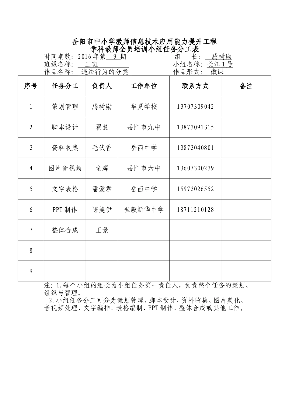 三班一组任务分工表_第1页