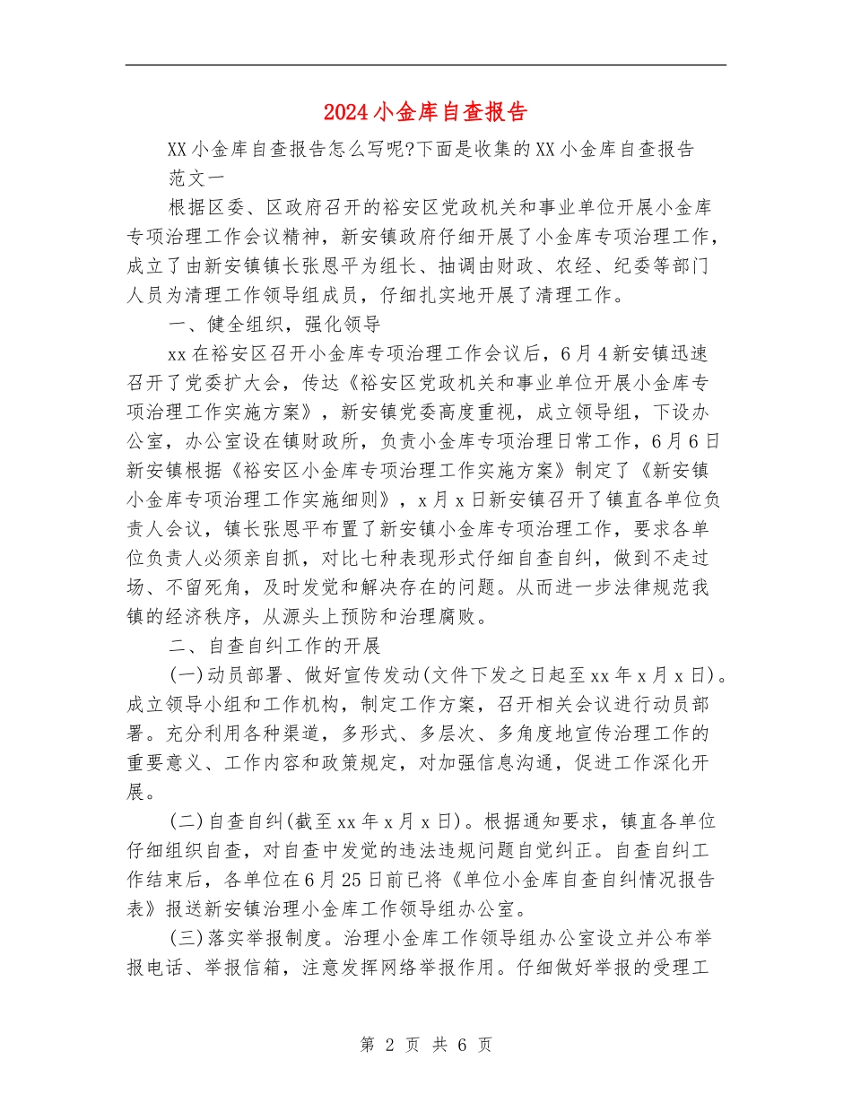 2024小金库自查报告_第2页