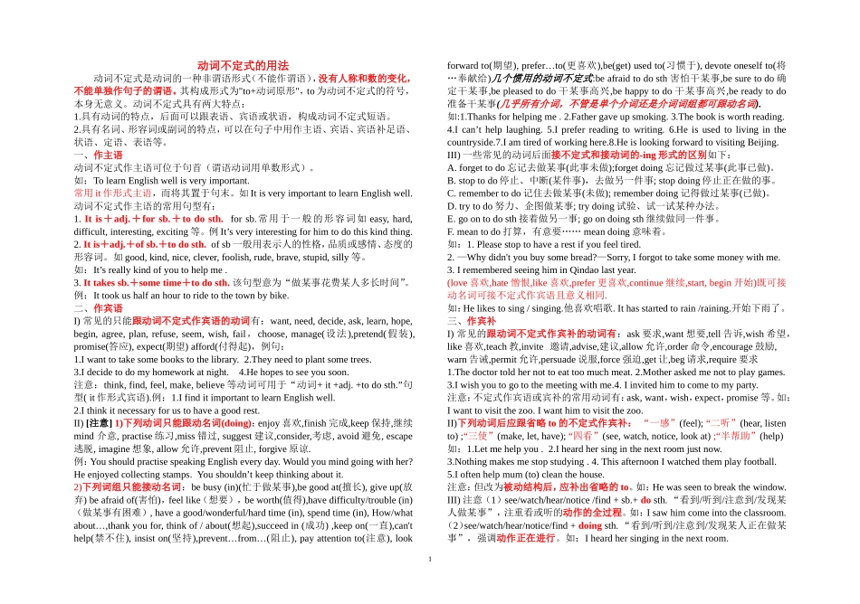 动词不定式考点精讲精练_第1页