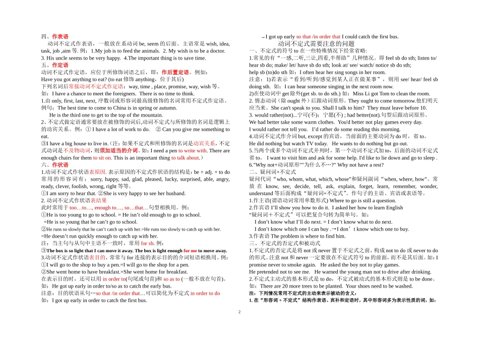 动词不定式考点精讲精练_第2页