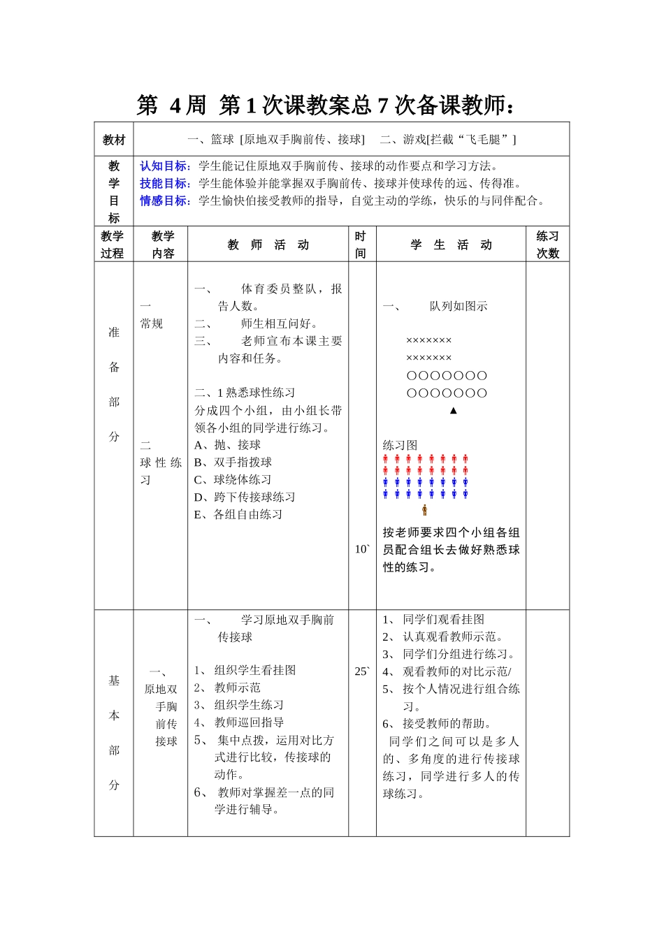 八年级体育第4周教案_第1页
