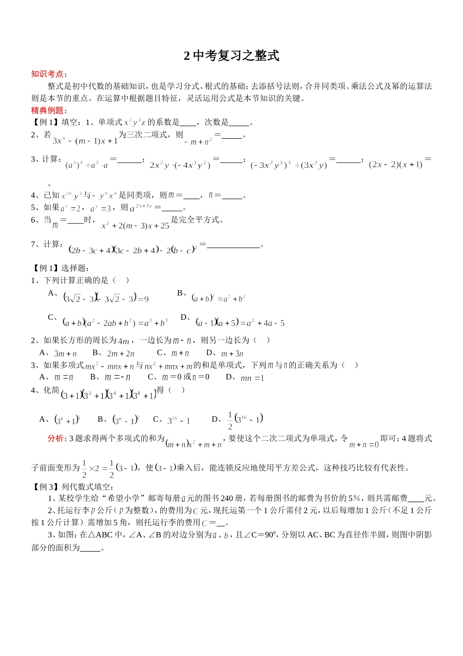 中考复习之整式_第1页