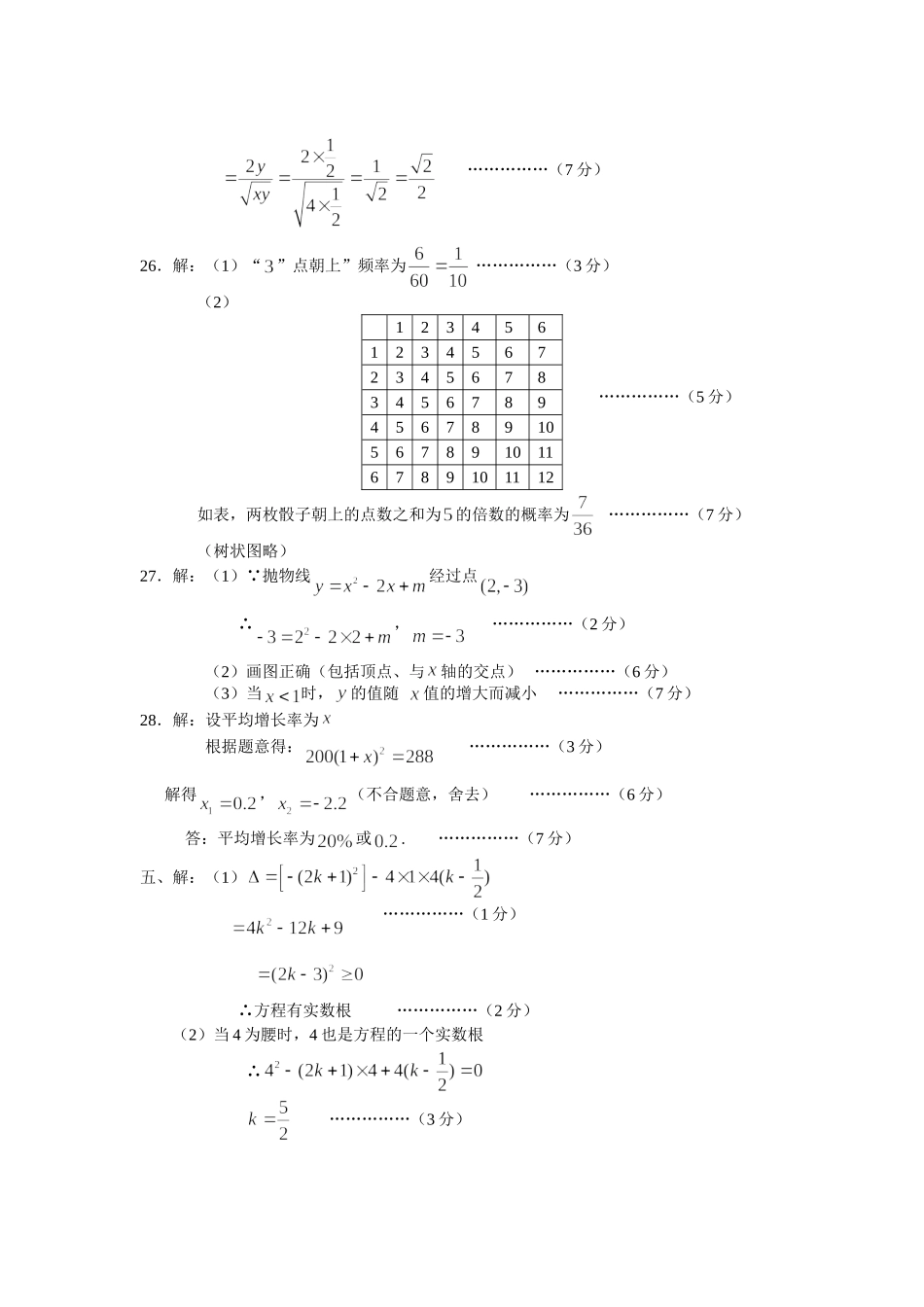 峨眉山市初中2012届第一次调研考试数学答案_第2页