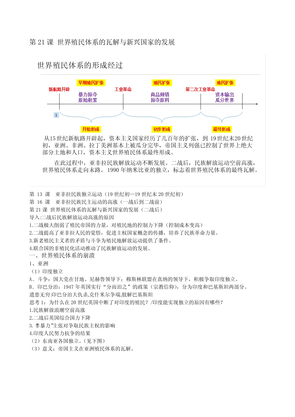 高中中外历史纲要下册第21课知识提纲_第1页