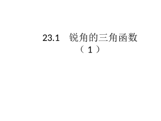锐角的三角函数（）课件