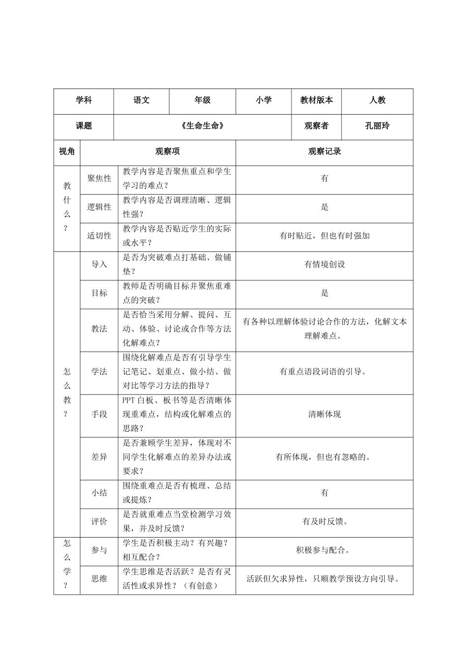 佛山市实验中学孔丽玲的课堂观察评价_第2页