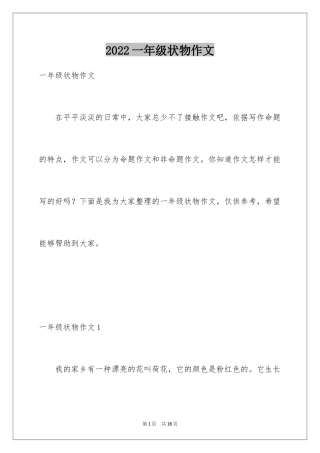 2024一年级状物作文_5