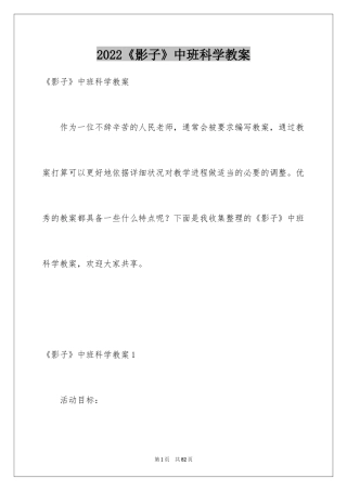 2024《影子》中班科学教案