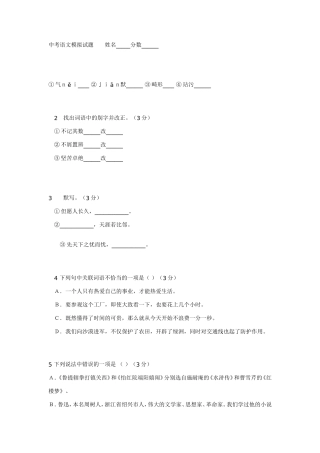 中考语文模拟试题