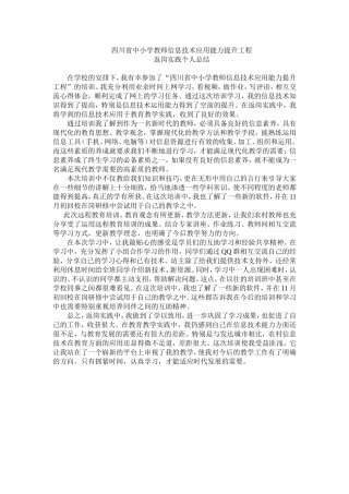 信息技术提升工程返岗实践个人总结