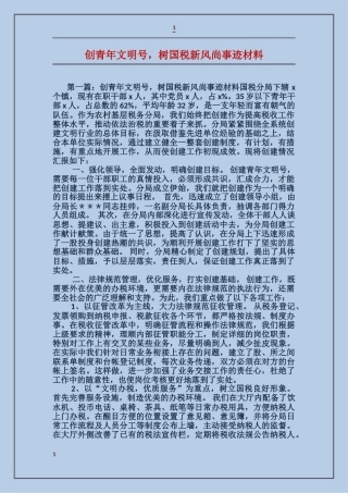 创青年文明号-树国税新风尚事迹材料