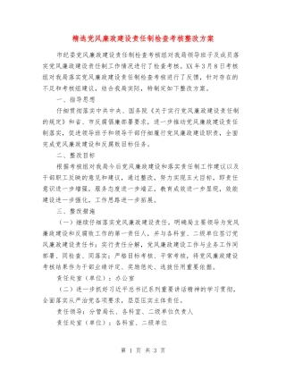 党风廉政建设责任制检查考核整改方案