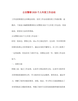 公安警察个人年度工作总结