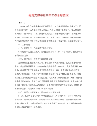 村党支部书记三年工作总结范文