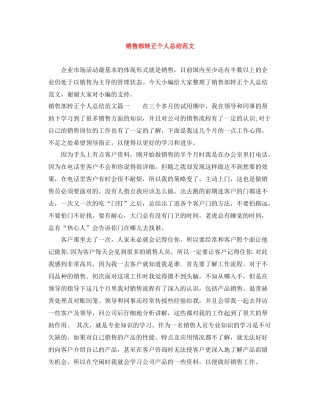 销售部转正个人总结范文