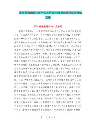 2024总裁助理年终个人总结与2024总裁助理年终总结汇编