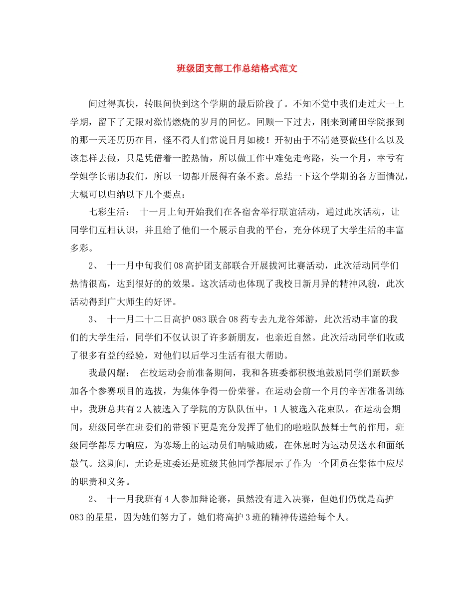 班级团支部工作总结格式范文_第1页