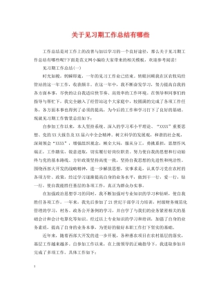 关于见习期工作总结有哪些