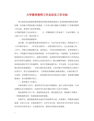大学德育教师工作总结及工作目标