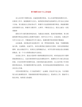 骨干教师个人工作总结2