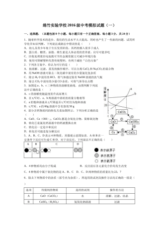 绵竹实验学校2016级中考模拟试题一