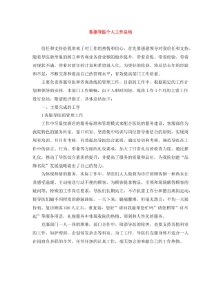客服导医个人工作总结