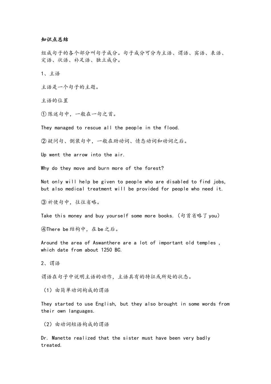 英语句子成分知识点总结_第1页