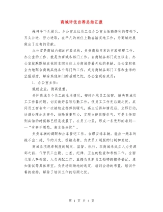 商城评优自荐总结汇报