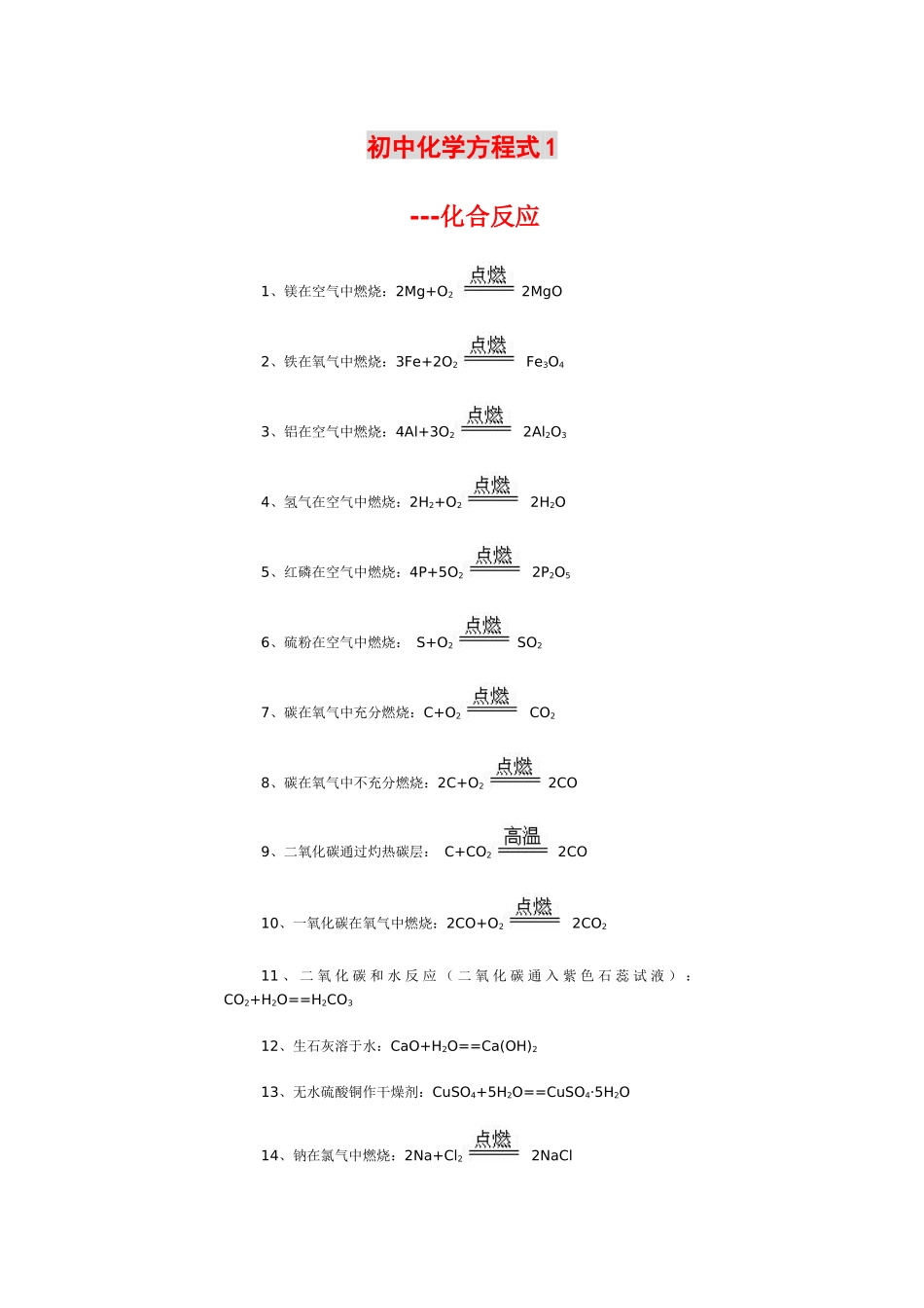 初中化学方程式1_第1页