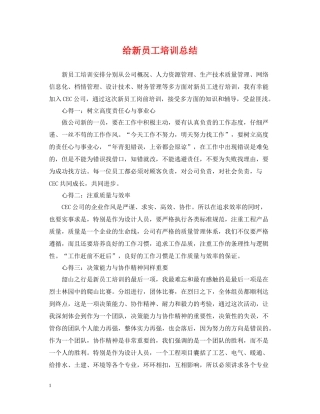给新员工培训总结