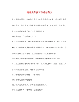 销售员年度工作总结范文2)