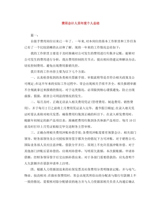 费用会计人员年度个人总结